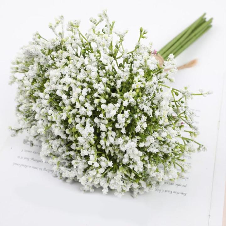 als echt 16 stuks Gypsophila  kunsttak boeketten voor bruiloft party home decoratie 1401