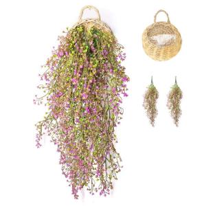 Kunstplant hangende met houten mand, hangende plant kunstmatige klimop kunstmatig 107cm voor kantoor, keuken, tuin, party wanddecoratie