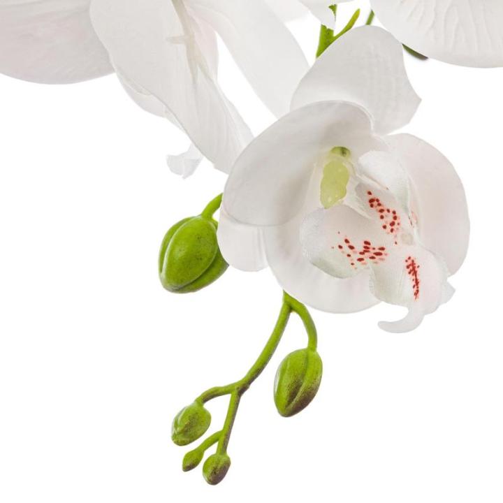 Künstliche Orchidee Kaskaden Blumenstrauß Weiß im Topf Wandgrün H 110 cm Heimbüro Dekoration, Kunstpflanze Orchidee, Kunstblume, Künstliche Orchidee im Topf