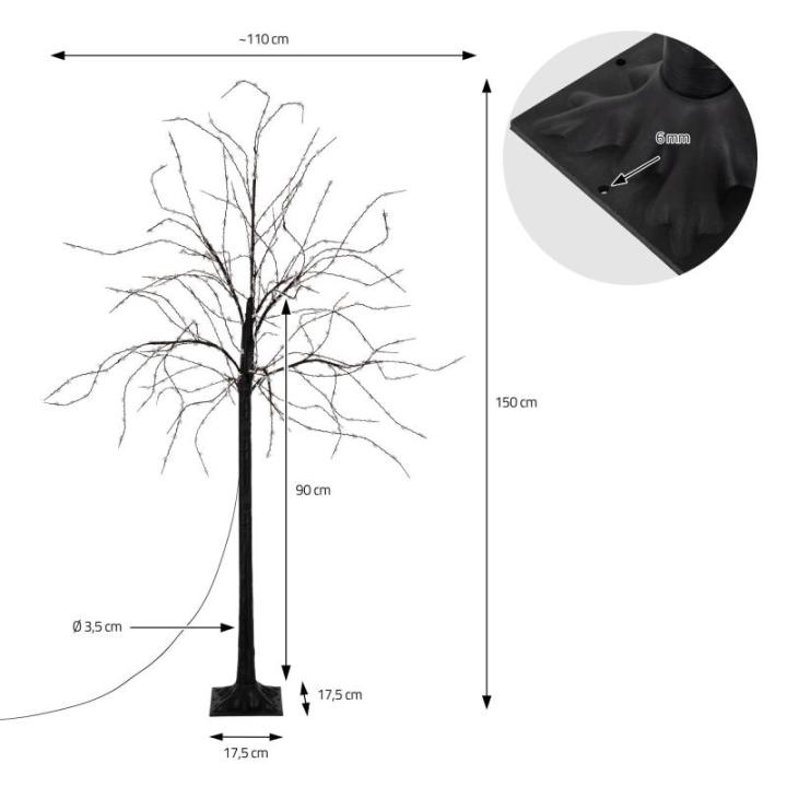 Led-boom 150 cm met 600 warmwitte leds, kunstkerstboom, lichtboom met stervormige lampen, decoratieve boom voor Kerstmis, flexibele takken, kerstdecoratie voor binnen en buiten, IP