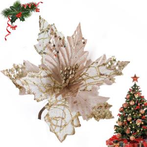 3 Pcs Silber Ornamente Für Weihnachtsbaum, Weihnachten Weihnachtsstern Künstliche Blumen Dekorationen, für Weiß Silber Weihnachtsbaum Wreaths Floral Geschenk Winter Hochzeit Ur