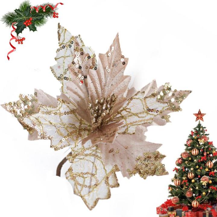 3 Pcs Silber Ornamente Für Weihnachtsbaum, Weihnachten Weihnachtsstern Künstliche Blumen Dekorationen, für Weiß Silber Weihnachtsbaum Wreaths Floral Geschenk Winter Hochzeit Ur