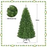 Christemas Tree Kunstkerstboom met ledverlichting, groen, van pvc-naalden, kerstboom met inklapbare metalen standaard, 11 lichtmodi, 5 kleurveranderingen (180 cm)