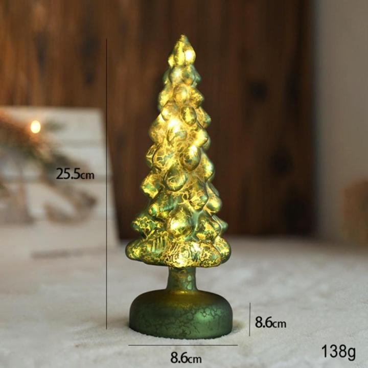 Glas Künstlicher Weihnachtsbaum Mit Beleuchtung Weihnachtsdeko Klein Christmas Tree With LED Lights Tischdekoration Nachtlicht Christbaum Künstlich Weihnachtsbaum (H)