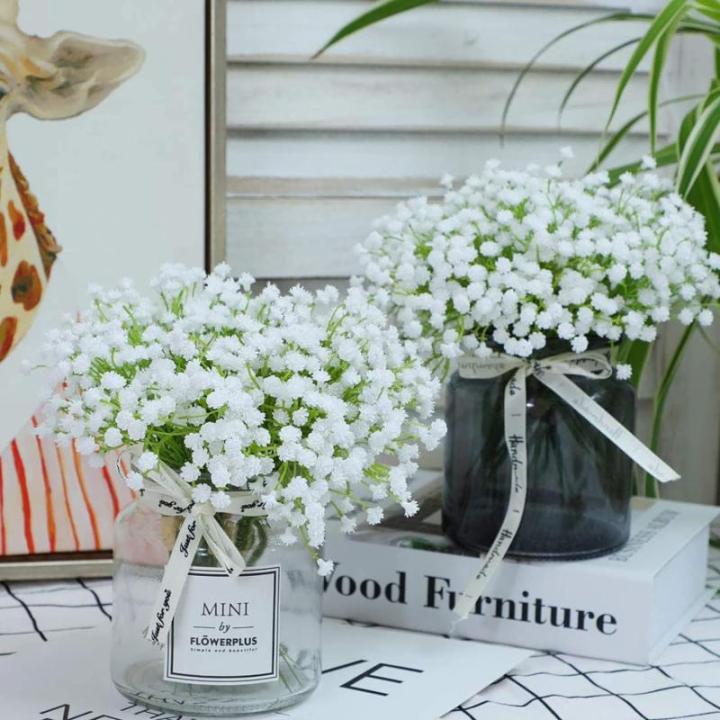 Gypsophila , 10 stuks Gypsophila-planten, voor bruiloft, bruidsboeket, thuis, knutselen en decoratie (wit)