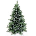 Künstlicher Weihnachtsbaum aus Fichte mit Scharnier, beflockter Schnee, automatisch ausbreitende, geschmückte Bäume im Ständer, Weihnachten for den Innenurlaub(5Ft(150CM))
