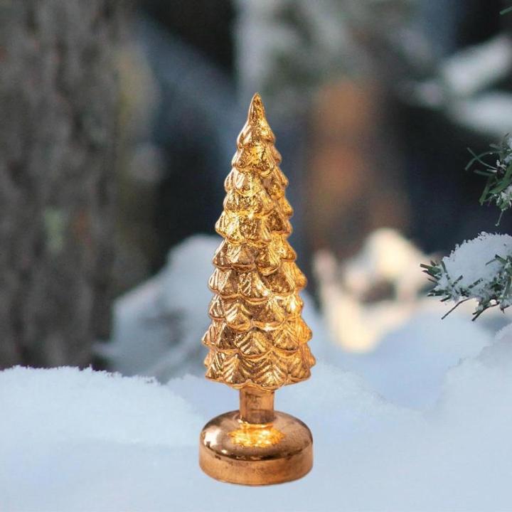 Beleuchteter Tisch-Weihnachtsbaum, Weihnachtsschmuck, Nachtlicht, Nachtlampe für Kaminsims, Schlafzimmer, Fenster, Regal, Wohnzimmer, S Gold