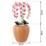 Kunstorchidee cascade bloemenboeket crèmerosa in pot, terracotta, 90 cm hoog, rubberen bloemen, 5 scheuten, decoratie voor thuiskantoor