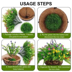 Hängende Blumenpflanze im Korb für Frühlingshochzeitsveranda-Gartenhöfe