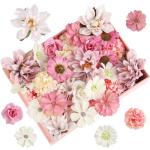 30 stuks kunstbloemen om te knutselen, 5 kleuren bloemen om te knutselen, 4 ~ 8 cm stoffen bloemen, mini-decoratie, kunstbloemen, decoratie voor doe-het-zelf knutselen, scrapbookin