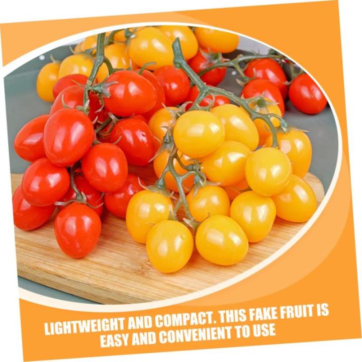 3st Simulierte Kleine Tomaten Gefälschte Kirschtomaten Schmücken Cherry-Tomaten-dekor Hausbedarf Dekorative Kirschtomaten Heimdekoration Obstverzierung Für Zu Hause Yellow Schau