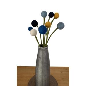 9 vilten bloemen, kleine bloemengroet, bloemenboeket, fair trade, handgemaakt (blauw9)