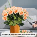 Kunstrozen, 15 stuks, kunstbloemen, net echt, lange stem, kunstrozen, kunstbloemen voor doe-het-zelf, bruiloftsdecoratie, bruidsboeket, tuin, feest, hotel, kantoor, decoratie, roze