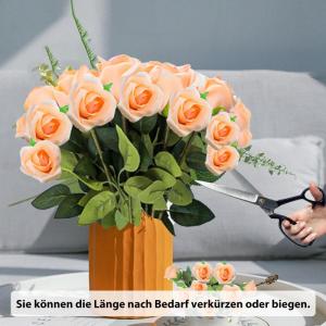 Kunstrozen, 15 stuks, kunstbloemen, net echt, lange stem, kunstrozen, kunstbloemen voor doe-het-zelf, bruiloftsdecoratie, bruidsboeket, tuin, feest, hotel, kantoor, decoratie, roze