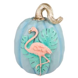 Flamingo Küsten-Kürbis-Dekoration, Herbst- und Halloween-Strand-Hosue-Dekor, 12,7 x 17,8 x 24,1 cm