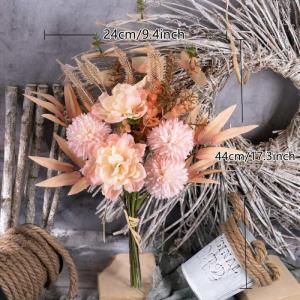 Kunstblumen Künstliche Pflanzen Blumen Deko Seidenblumen Hortensien Blumenarrangements Kernstück Hochzeit Blumenstrauß(Hellrosa)