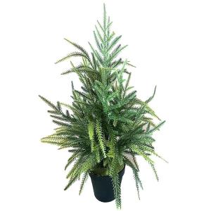 23,6 Zoll Künstlicher Norfolk-Kiefernbaum, Künstlicher Weihnachtsbaum mit Topf, Grüner Künstlicher Weihnachtsbaum, Tisch-Weihnachtsbaumdekoration für die Veranda, Innen- und