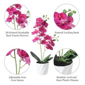 Set van 3 orchidee kunstbloemen in pot (38 cm) wit roze zijden bloemen kunstorchidee Phalaenopsis kunstplant kunstbloemen als echte decoratieve bloem voor tafel wooncultuur kantoor