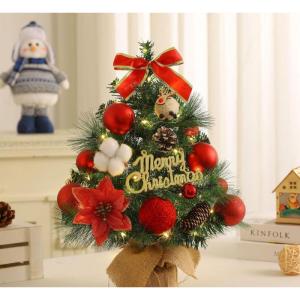 Kleiner Weihnachtsbaum mit Beleuchtung Mini Weihnachtsbaum Klein Geschmückt LED Tisch Tannenbaum Künstlich Klein mit Lichterkette Weihnachtsbäume mit Weihnachtsdeko DIY Tischdek