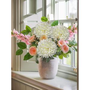 16 cm grote kunstbloemen, hortensia met 65 cm lange steel, 4 stuks witte kunstmatige hortensia-bloemen, kunststof bloemen, hortensia voor bruiloftsdecoratie, woondecoratie, kantoor