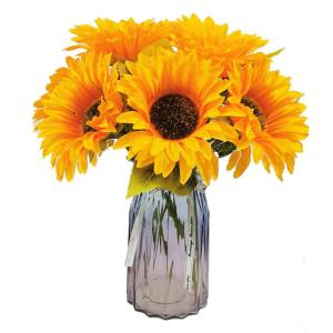 6 stks Kunstmatige Zonnebloem Boeket, Nep Zijde Zonnebloem Bloemen, Realistische Planten voor Bruiloft Party Anniversary Home Office Tafel Middenstuk Décor(6 ST)