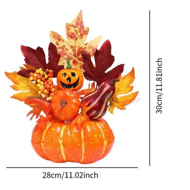 Halloween-Kürbisse, Ahornblätter, Ornament, Herbsternte, Dekor, neuartiges dekoratives Handwerk, Esstisch-Mittelstück für Geschäft und Büro, Style G