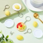 Omurice Sleutelhangers, 58 stuks, productieset, levensmiddelen, sleutelringen, buigringen, voor doe-het-zelf sleutelhangers, knutselen, poppenhuis, keuken, decoratie