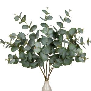 5 stuks kunsttakken, eucalyptus, decoratieve takken, groene eucalyptusbladeren, kunstplant als echte decoratieve planten voor bruiloft, tafelopzetstuk, bloemstuk, woondecoratie