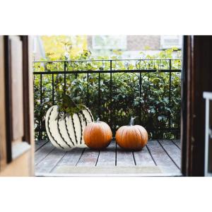Kürbis-Dekoration aus Metall, für drinnen und draußen, stehend, flach, Kürbis-Dekoration für Herbst Ernte, Halloween, Heim, Küche, Dekoration (1, L & S)
