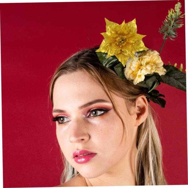 21 STK Künstliche Blumen Weihnachtsglitter Rosengirlande Künstliche Weihnachtsblumen Krippendekor Glitzernde Weihnachtssternblume Gold Weihnachtsglitzerblume Weihnachtsbaum Sport