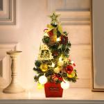 Mini Weihnachtsbaum 50CM Kleiner Weihnachtsbaum mit Beleuchtung, Weihnachten Deko Christbaum mit LED Lichterkette und Weihnachtskugel, Künstliche Weihnachtsbäume Geschmückt für