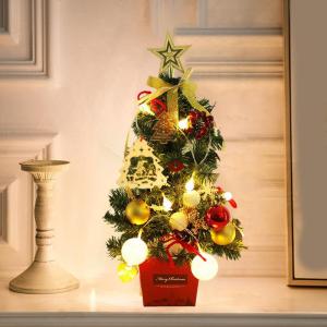 Mini Weihnachtsbaum 50CM Kleiner Weihnachtsbaum mit Beleuchtung, Weihnachten Deko Christbaum mit LED Lichterkette und Weihnachtskugel, Künstliche Weihnachtsbäume Geschmückt für