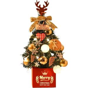 Mini Weihnachtsbaum Künstlich mit LED Beleuchtung Künstlicher Weihnachtsbaum Klein für Weinachtsdekorationen Tischplatte Tannenbaum Geschmückt Tisch Weihnachtsbaum mit Ornament