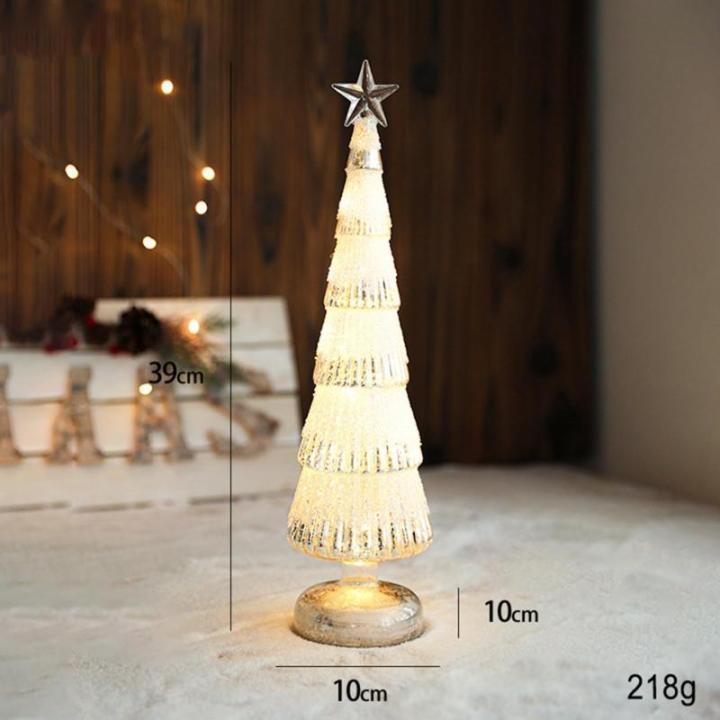 Glas Künstlicher Weihnachtsbaum Mit Beleuchtung Weihnachtsdeko Klein Christmas Tree With LED Lights Tischdekoration Nachtlicht Christbaum Künstlich Weihnachtsbaum (F)