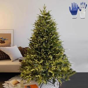 Fichten Weihnachtsbaum mit Licht, Künstlicher Weihnachtsbaum mit Metallständer und Aufklappbaren Zweigen, Erstklassige Weihnachtsdekoration(210cm/7ft)