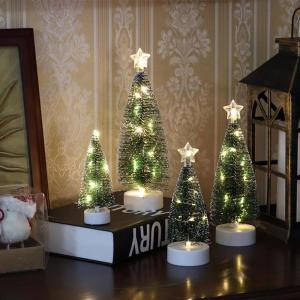 Weihnachtsbaum Klein mit Beleuchtung 3PCS Tisch Mini Weihnachtsbaum Geschmückt mit LED Lichterkette Tabletop Kleiner Weihnachtsbaum Mini Tannenbaum Künstlich Klein Weihnachtsdeko