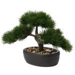 Kunstbonsai Natuurgetrouwe kunstplant, kunstboom, bonsai, ceder, grenen, podocarpus, plastic plant, kunstplant met keramische pot in zwart, voor badkamerdecoratie, desktop, kantoor