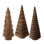 Houten decoratieve dennenbomen set van 3 15 cm om neer te zetten - bruin - kerstboomfiguur van grenen voor winterdecoratie - kerstboomdecoratie standaard tafeldecoratie raamdecorat
