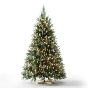 Kuro sagol Kunstkerstboom met sneeuw, natuurgetrouwe, moeilijk ontvlambare dennenboom met eenvoudige montage, stabiele kerstboomstandaard voor een realistische feestdecoratie