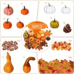 88 stuks Halloween kunstmatige pompoenen herfstdecoratie set pompoen esdoornbladeren eikelset dennenappels voor Halloween Thanksgiving feestelijke feestdecoratie accessoires