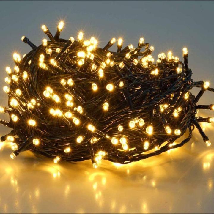 Lichtsnoer voor Kerstmis, 15 m, 220 leds, decoratie, 31 V, kerstverlichting voor buiten, met 8 modi en geheugenfunctie, warm wit
