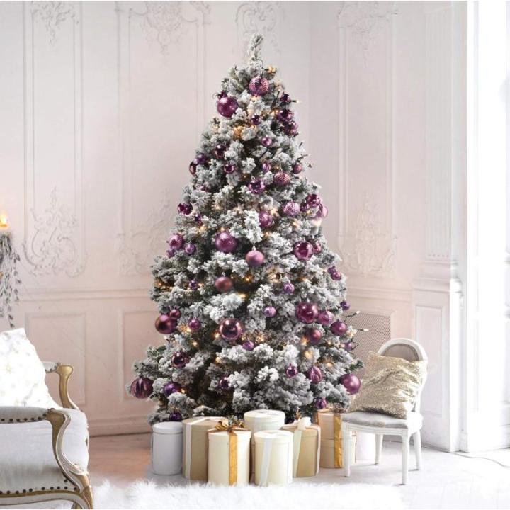 roze kerstbalornamenten voor kerstversiering - 36 stuks kerstboom onbreekbare ornamenten met ophanglus voor vakantie- en feestdecoratie (combo van 6 stijlen in 3 maten)