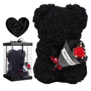 Valentijnsdag rozenbeer cadeau voor haar rozenbeer schattige teddybeer, kunstrozenbeer met rozenboeket, romantische rozen teddybeer cadeau voor Kerstmis