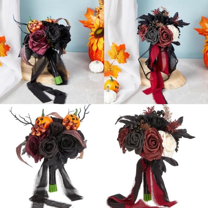 Hochzeitssträuße Schwarze Sträuße Künstliche Blumen für Brautjungfern