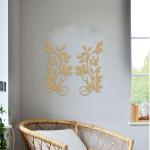 2 stuks metalen boomblad wanddecoratie wijnstok olijftak blad muurkunst ornament muur opknoping bord voor boven deur, woonkamer, kantoor, binnen en buiten decoratie (goud)