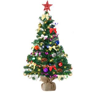 Kunstkerstboom (WBD) met kerstdecoratie en led-lichtketting met afstandsbediening, kerstboom versierd met verlichting, kunstkerstboom