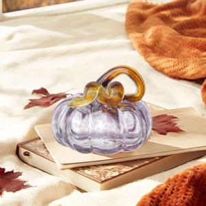 Herbstdeko Tischdeko Glas Kürbis,Herbst Dekoration Kürbisfigur für Herbsternte Dekor,8cm Glas Kürbis Sammelfiguren Tischakzent für Tischdeko,Erntedankfest Thanksgiving Hallowe