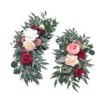 Bruiloftsboog-bloemen, bloemenslingers voor bogen, woondecoratie, groene bladeren, kunstbloemenslingerset voor binnen, set van 2 voor recepties, gemengd