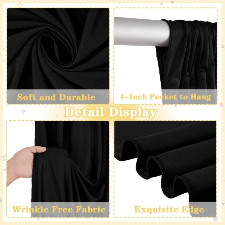 Schwarzer Polyester-Hintergrund: faltenfreier schwarzer Hintergrund, Vorhang, 2 Stück, 1,6 x 3 m, Halloween-Hintergrund für Geburtstag, Junggesellenabschied, Party, Bühne, Fotog