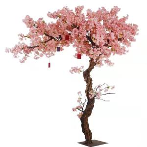 Artificial Cherry Blossom Trees Wishing Tree Light Pink Real Wood Stems and Lifelike Leaves Replica Artificial Plant for Indoor Outdoor Wedding Party,2x1.5m